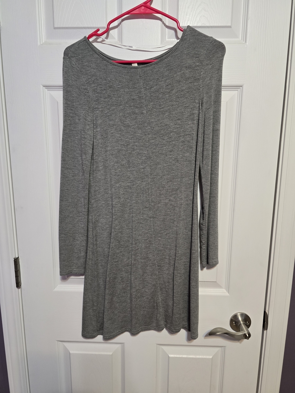 Kensie Long-Sleeve Heather Gray Swing Dress